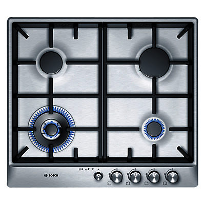 Bosch PCH615M90E Gas Hob, Brushed Steel